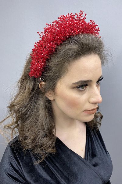 Hobigram Atair Henna roșie și coroană de mireasă pentru cele mai frumoase mirese – Coroană, piatră de cristal, model elegant, coroană de mireasă – T