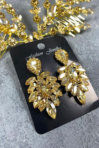 Hobigram Accesoriu și cercei pentru păr Helenist pentru cea mai frumoasă mireasă de culoare miere – Coroană – Tiara