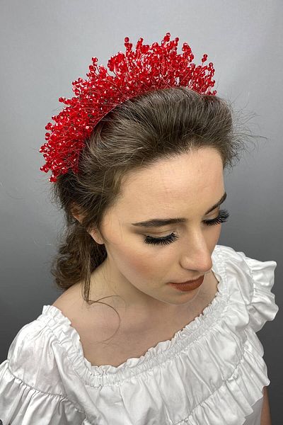 Hobigram Henna și coroană de mireasă cu piatră de cristal roșu Sirius pentru cele mai frumoase mirese – coroană, piatră de cristal, model elegant