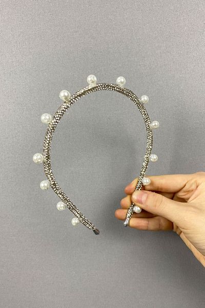 Hobigram Accesoriu de păr cu perle și piatră plină pentru cele mai frumoase mirese – Coroană, piatră de cristal, model elegant – Coroană
