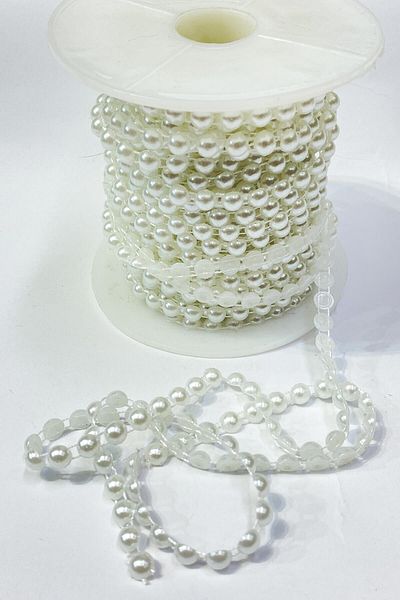 Hobigram Beads Assortment White Plastic Strip Half Pearl 6 mm 10 Mt – Beads, Stylish Design, Women's Accessory –