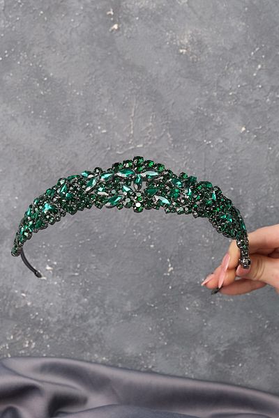 Hobigram Green Ela Band Model Bridal Tiara Accesoriu pentru păr pentru cele mai frumoase mirese – Coroană, Crystal Stone, Model elegant –