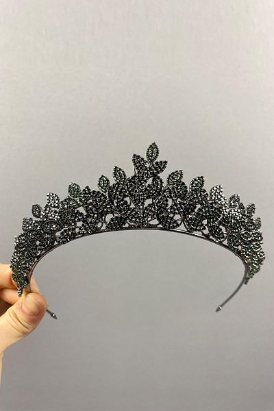 Hobigram Sara Sık Stone Leaf Pattern Bridal Henna Crown pentru cele mai frumoase mirese – Coroană, Crystal Stone, Model elegant –