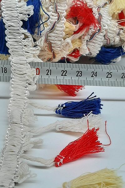 Hobigram Decorative Ribbon Navy Blue Cream Red Cotton Fringe Tassel – Decorative Ribbon, Stylish Design – Decorative
