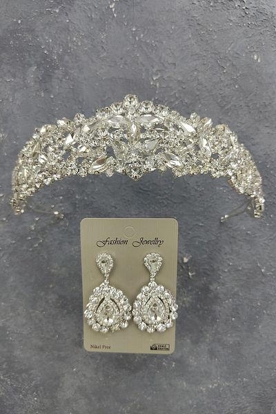 Hobigram Modelul Ela pentru cele mai frumoase mirese, modelul coroana de mireasa si cercei cu pietre – coroana, piatra de cristal, model elegant –