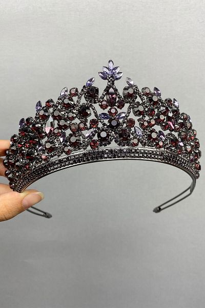Hobigram Coroana de mireasa Henna model Purple Pegasi pentru cele mai frumoase mirese – Coroana, cu pietre de cristal, model elegant, coroana de mireasa – T