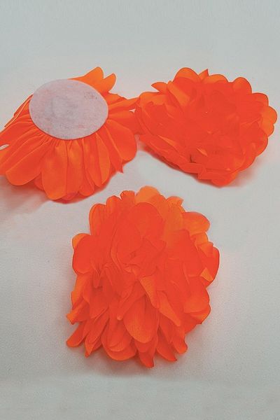 Hobigram Διακοσμητική Κορδέλα Neon Orange Chiffon Flower 9 cm – Διακοσμητική Κορδέλα, Κομψό Σχέδιο, Γυναικείο Αξεσουάρ – Dek