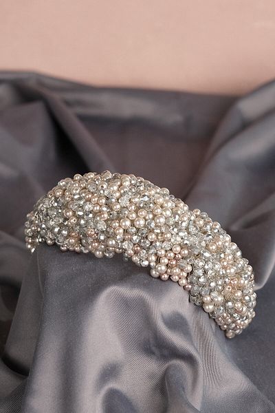 Hobigram Accesoriu de păr de mireasă cu mărgele Leal pentru cele mai frumoase mirese – Coroană, cu pietre de cristal, model elegant – Coroană