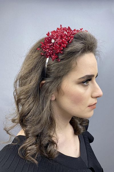 Hobigram Coroana de mireasa Bellatrix Burgundy Crystal Stone si Henna pentru cele mai frumoase mirese - Coroana, Crystal Stone, Model elegant