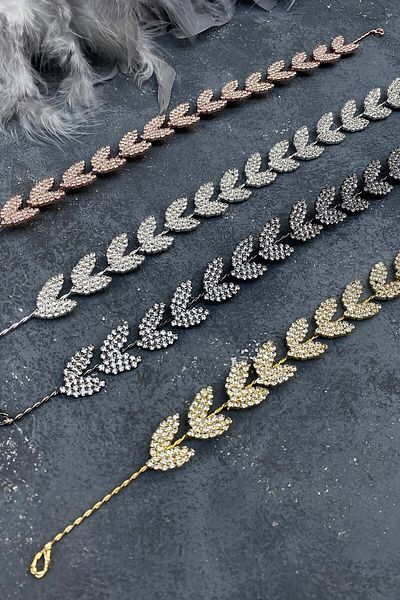 Hobigram Accesoriu de păr Bella Bride cu frunze de culoare aurie pentru cele mai frumoase mirese – Coroană, cu pietre de cristal – Coroană –