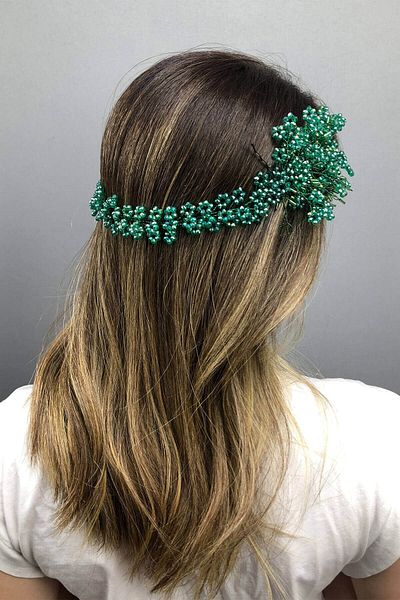 Hobigram Coroana de mireasa Henna cu cristale Green Helen pentru cele mai frumoase mirese – Coroana, cu pietre de cristal, model elegant, coroana de mireasa