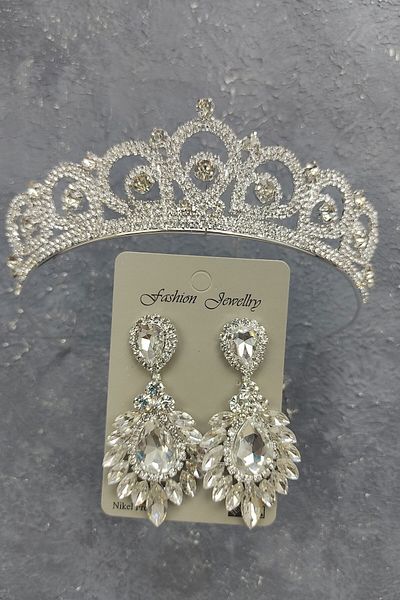 Hobigram Model de înger pentru cele mai frumoase mirese, coroană de mireasă și cercei cu piatră de dropship – coroană, piatră de cristal, model elegant