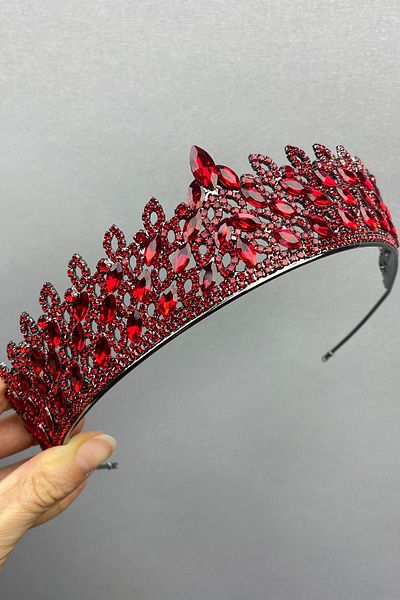 Hobigram Set de coroană și cercei Mia Bridal Henna pentru cele mai frumoase mirese – Coroană, piatră de cristal, model elegant, coroană de mireasă – Ta