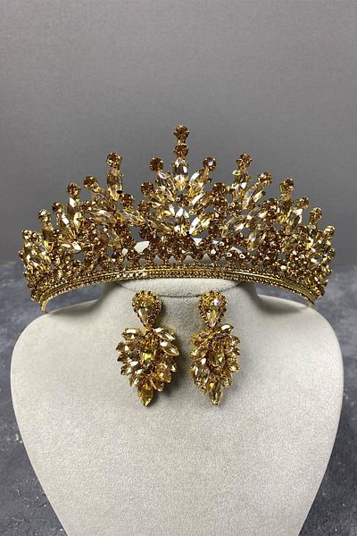 Hobigram Coroana de mireasa Henna cu piatra Rio si cercei cu piatra pentru cei mai frumoși mireși – Coroana, piatra de cristal – T