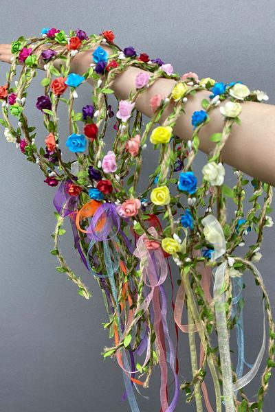 Hobigram Bridesmaids Crown with Colorful Paper Roses and Leaves and Children's Crown as a Gift for the Most Beautiful Brides 10 Pieces – Crown