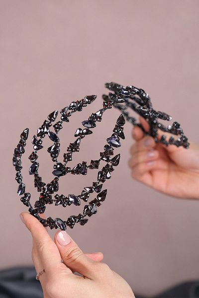 Hobigram Accesoriu de păr Helen Bridal cu două fețe pentru cele mai frumoase mirese – Coroană, piatră de cristal, model elegant – Coroană – T