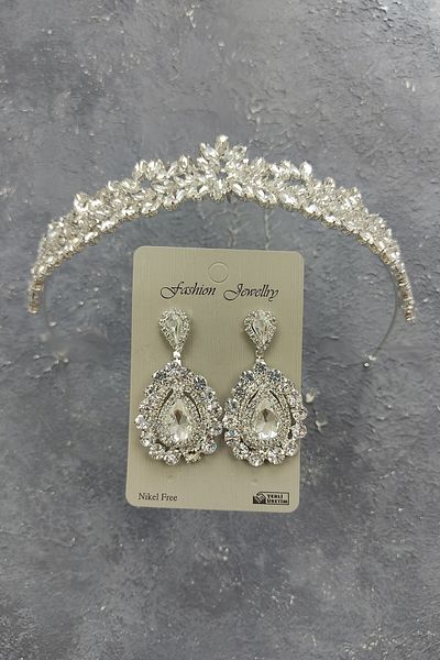 Hobigram Model de vis pentru cele mai frumoase mirese, model de coroană de mireasă și cercei cu pietre – coroană, piatră de cristal, model elegant