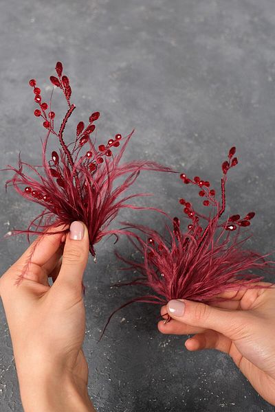 Hobigram Accesoriu de păr de mireasă pe două fețe cu pene și cristale pentru cele mai frumoase mirese – coroană, cu pietre de cristal –