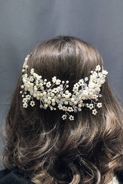 Hobigram Accesoriu de păr cu perle albe și cristale pentru cele mai frumoase mirese – Coroană, piatră de cristal, model elegant – Coroană –
