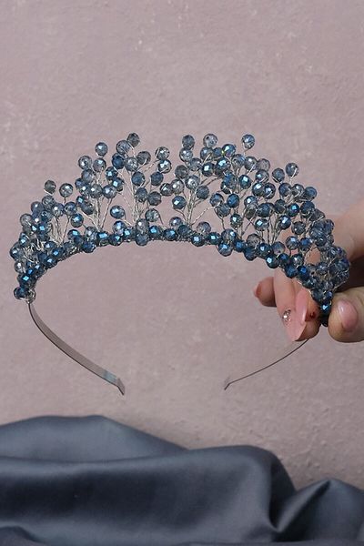 Hobigram Coroana de mireasa Aren Henna cu margele de cristal pentru cele mai frumoase mirese – Coroana, cu pietre de cristal, model elegant, coroana de mireasa