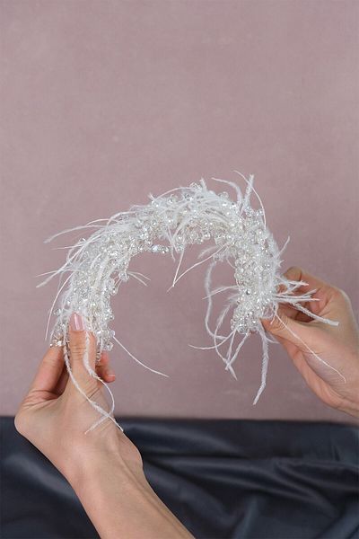 Hobigram Capella Feathered Crystal Accesoriu pentru păr și turban de mireasă pentru cele mai frumoase mirese – Coroană, Crystal Stone – Crown