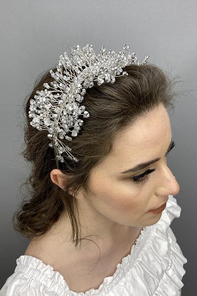Hobigram Henna și coroană de mireasă cu piatră de cristal Sirius gri pentru cele mai frumoase mirese – Coroană, piatră de cristal, model elegant – Ta