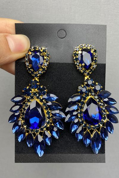 Hobigram Coroană și cercei de mireasă cu henna din aur bleumarin pentru cele mai frumoase mirese – Coroană, piatră de cristal, model elegant – Coroană –