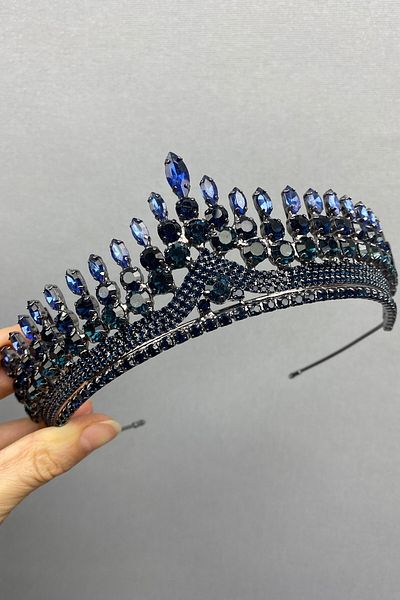 Hobigram Anteras Bridal Henna Crown and Earring Set for the Most Beautiful Brides – Crown, Crystal Stone, Stylish Model, Bridal Crown