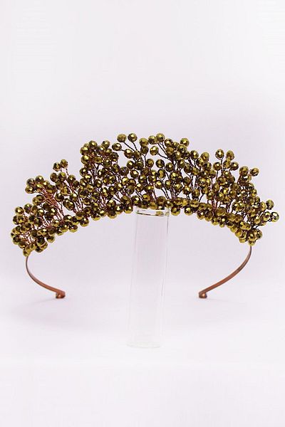 Hobigram Coroana de mireasa model prințesa de culoare aurie pentru cele mai frumoase mirese – coroana, piatra de cristal, model elegant, coroana de mireasa