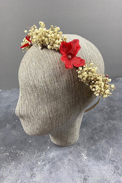 Hobigram Red Hydrangea and Shocked Cipso Dry Flower Outdoor Shooting Bridal Crown for the Most Beautiful Brides – Crown – Crown
