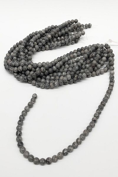 Hobigram Beads Assortment Jasper Gray Patterned Natural Stone Beads 8 mm – Beads, Stylish Design, Women's Accessory –