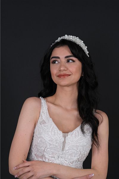 Hobigram إكسسوار شعر تاج الزفاف لربطة الشعر لأجمل العرائس - تاج، حجر كريستال، موديل أنيق، تاج الزفاف -