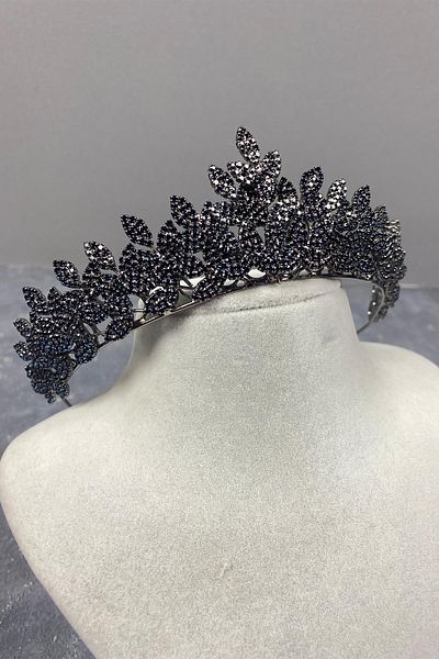 Hobigram Sara Sık Stone Leaf Pattern Bridal Henna Crown pentru cele mai frumoase mirese – Coroană, Crystal Stone, Model elegant –