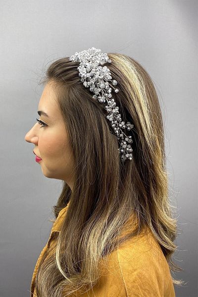 Hobigram Accesoriu de păr de mireasă cu cristal asiatic pentru cele mai frumoase mirese – coroană, piatră de cristal, model elegant, coroană de mireasă –