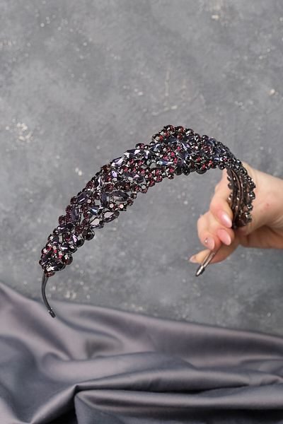 Hobigram Purple Ela Band Model Bridal Tiara Accesoriu pentru păr pentru cele mai frumoase mirese – Coroană, Crystal Stone, Model Elegant – Ta