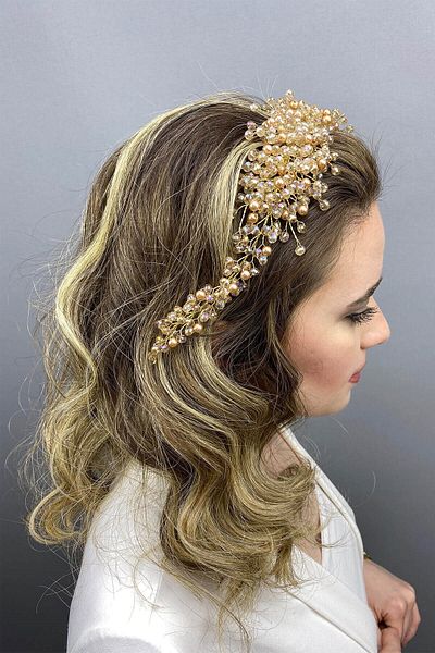 Hobigram Cea mai frumoasa mireasa Lisa Model Bridal Henna Crown – Coroana, Crystal Stone, Model Elegant, Tiara Mireasa
