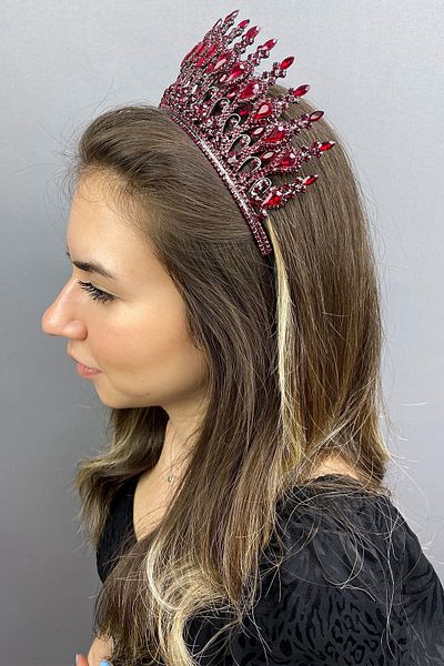 Hobigram Coroana de mireasa cu henna henna antracit burgundy pentru cele mai frumoase mirese – Coroana – Coroana