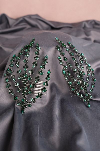Hobigram Accesoriu de păr Henna de mireasă cu piatră dublă cu cataramă pentru cele mai frumoase mirese – coroană, piatră de cristal, model elegant