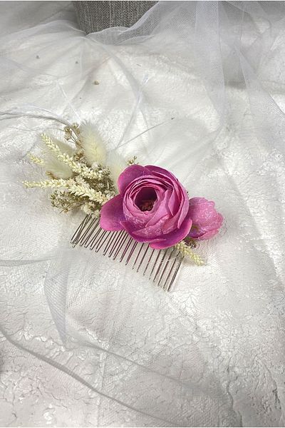 Hobigram Accesoriu de păr festonat cu pene roz și flori de cipso pentru cele mai frumoase mirese – coroană, piatră de cristal – coroană –