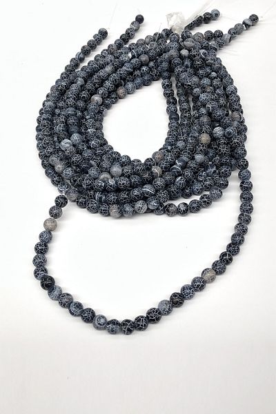 Hobigram Beads Assortment Matte Patterned Agate Natural Stone 8 mm – Beads, Stylish Design, Women's Accessory – Beads –