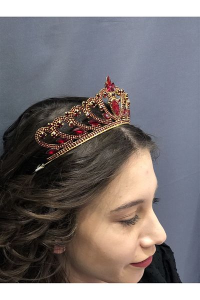 Hobigram Coroana Henna cu detaliu din aur din piatra de cristal burgundy pentru cele mai frumoase mirese – Coroana, cu piatra de cristal, model elegant – Coroana –