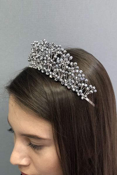 Hobigram Coroana de mireasa cu cristale si perle de argint pentru cele mai frumoase mirese – Coroana, cu pietre de cristal, model elegant, coroana de mireasa –