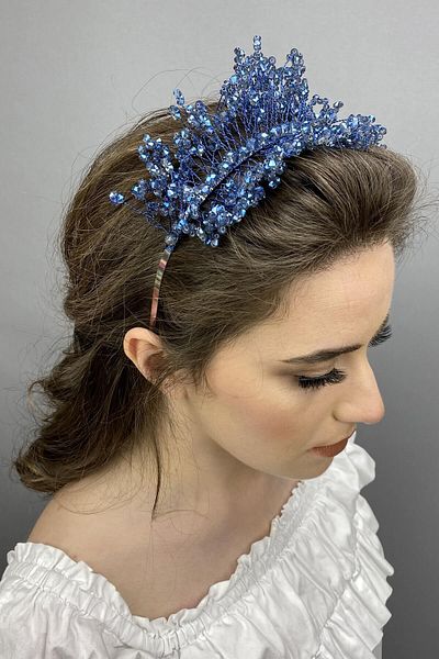 Hobigram Henna și coroană de mireasă cu cristal Sirius albastru pentru cele mai frumoase mirese – coroană, cu pietre de cristal, model elegant