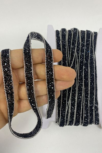 Hobigram Decorative Strip Black Iron-On Stone Thin Chain Strip Sconce Price Is for 1 Meter – Decorative