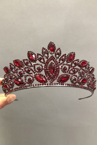 Hobigram Culoarea Bordeaux Coroana Mireasa si Henna pentru Cele mai Frumoase Mirese - Coroana, Pietre de Cristal, Model Elegant, Coroana Mireasa - Coroana