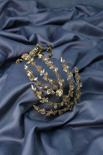 Hobigram Coroana de henna Helen pentru mireasa cu doua fețe de culoare miere pentru cele mai frumoase mirese – Coroana, cu pietre de cristal, model elegant – T