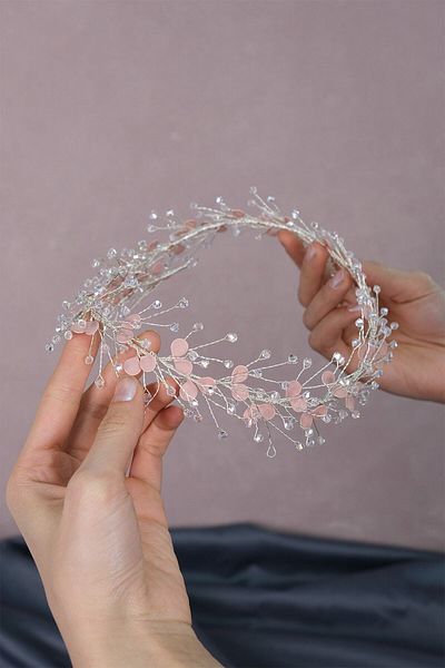 Hobigram Ramură de primăvară emailată Accesoriu de păr de mireasă cu margele pentru cele mai frumoase mirese – Coroană, cu pietre de cristal, model elegant –