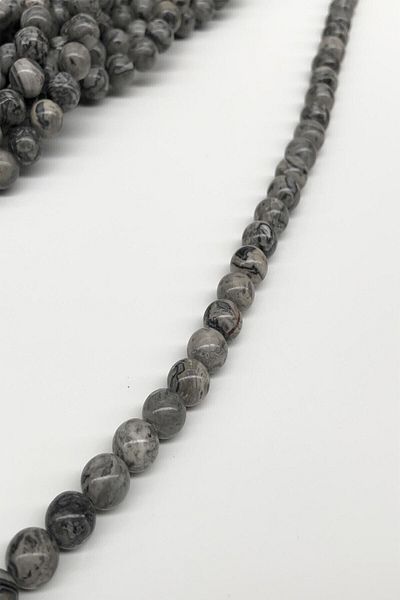 Hobigram Beads Assortment Jasper Gray Patterned Natural Stone Beads 8 mm – Beads, Stylish Design, Women's Accessory –