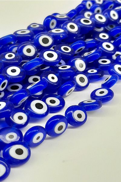 Hobigram Χάντρες Ποικιλία Σκούρο Μπλε Γυάλινο Flat Evil Eye Beads – Χάντρες, Κομψό Σχέδιο, Γυναικείο Αξεσουάρ – Χάντρες