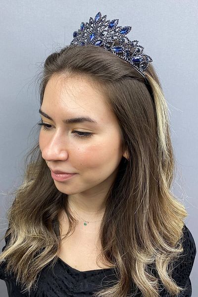 Hobigram Bridal Accessory Paradise Model Navy Blue Henna Bridal Crown – Bridal Accessory, Stylish Design – Bridal Accesso